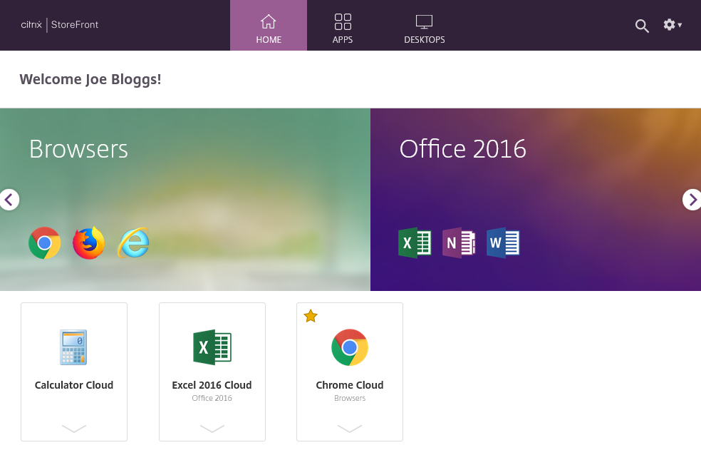 Screenshot of home tab