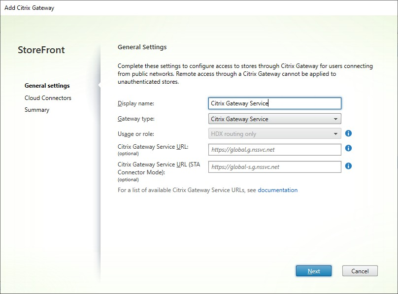 Screenshot of Add Gateway Appliance screen general settings tab