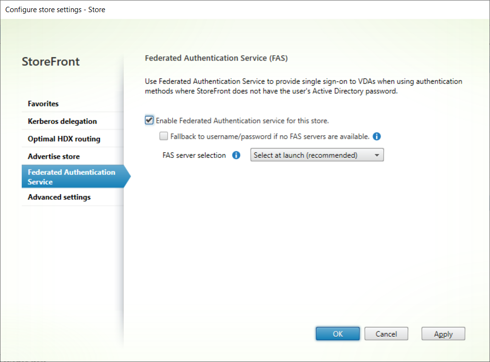 FAS configuration