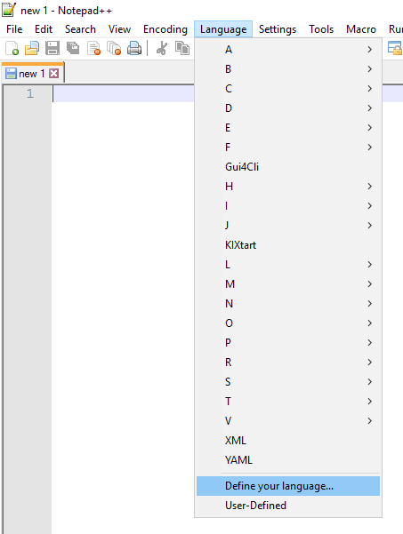 Define your language menu