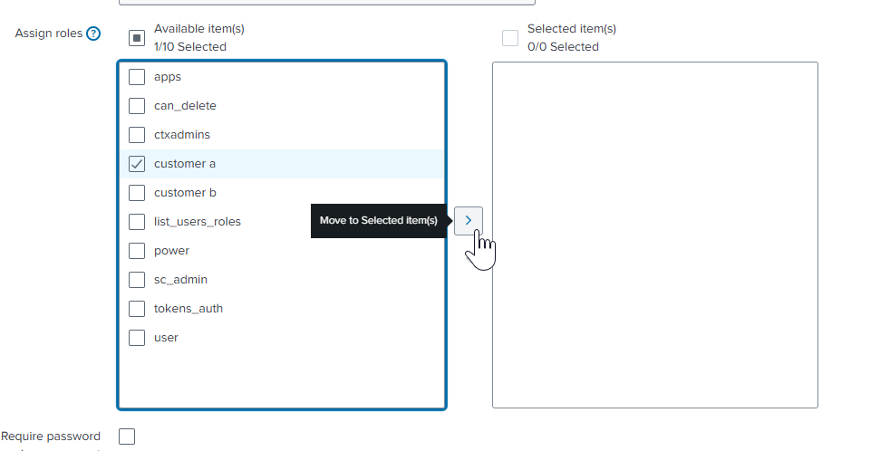 Splunk assign user role