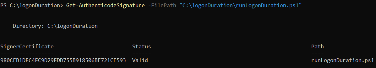 Valid script signature