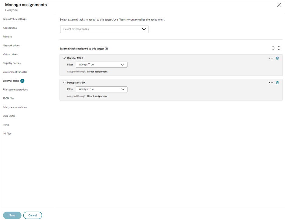 Assign external tasks