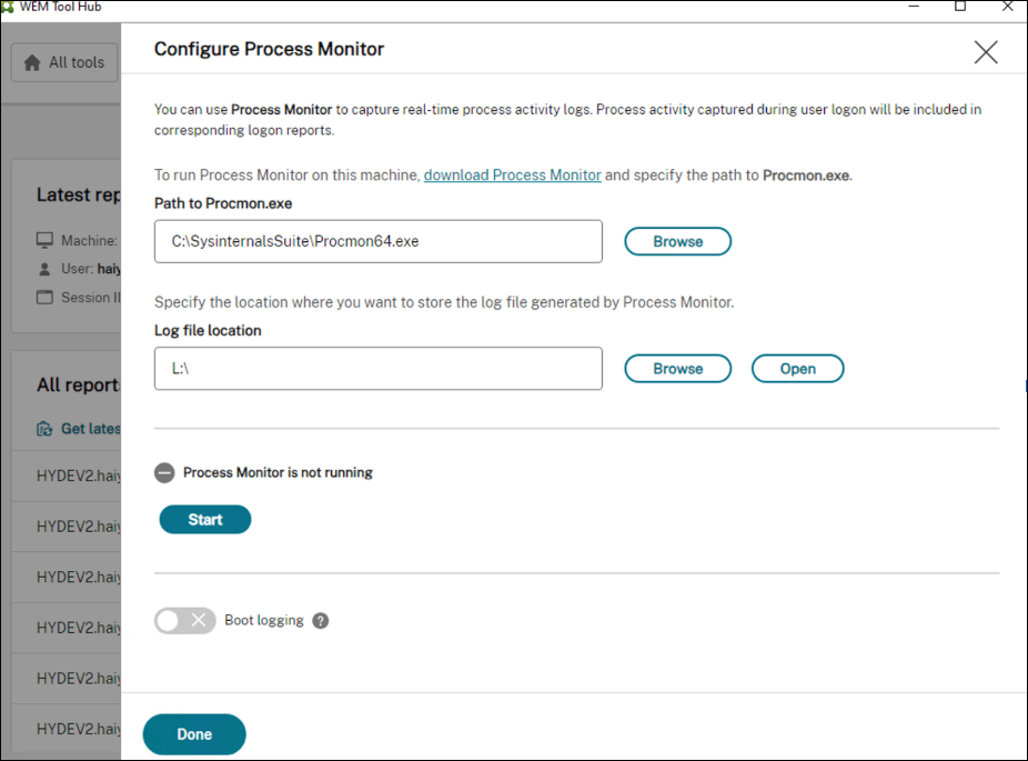 Configure Process Monitor