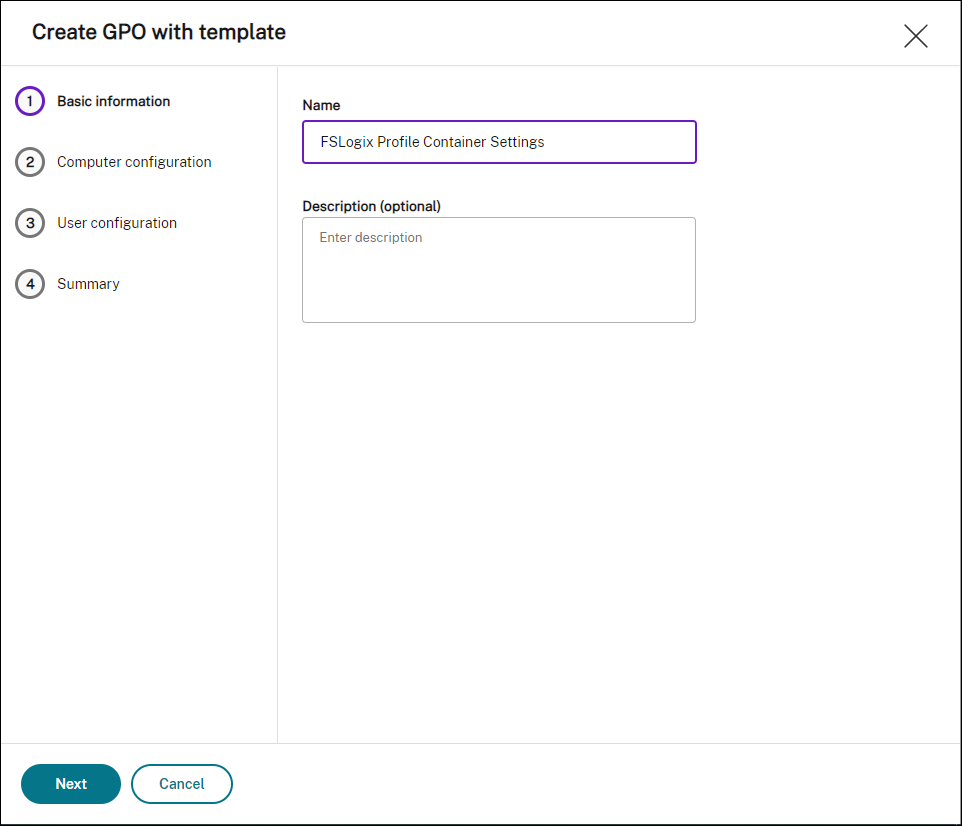 Create GPO with template