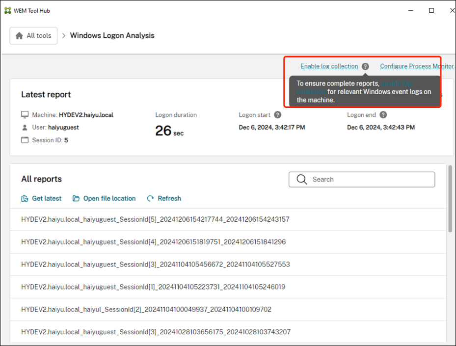 Enable Log Collection