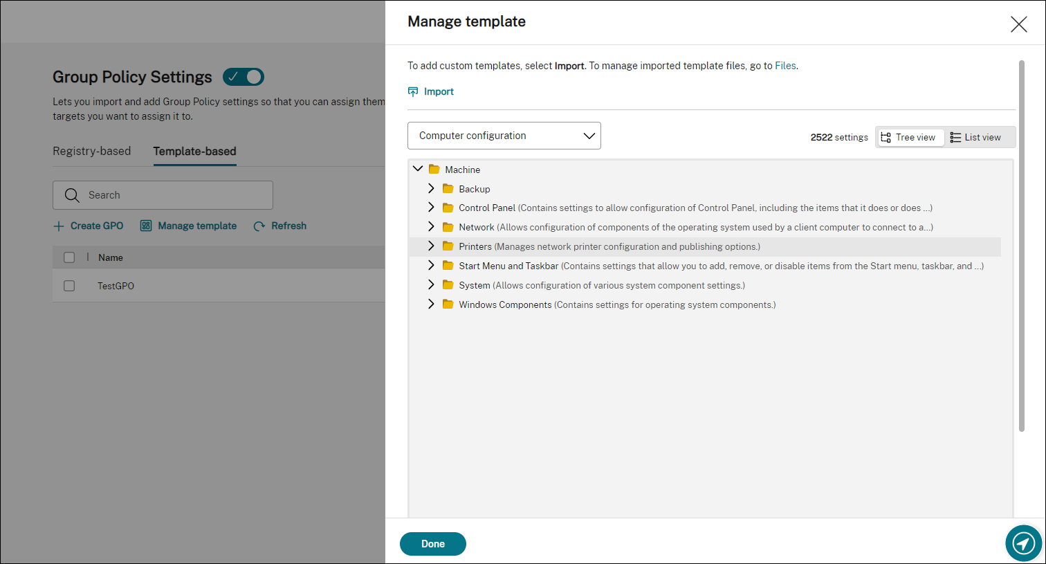 Manage template