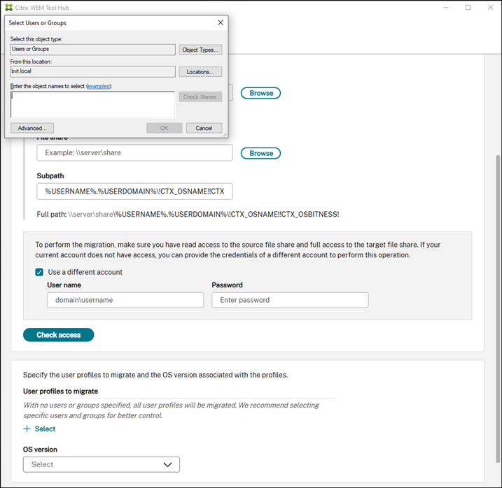 User selection