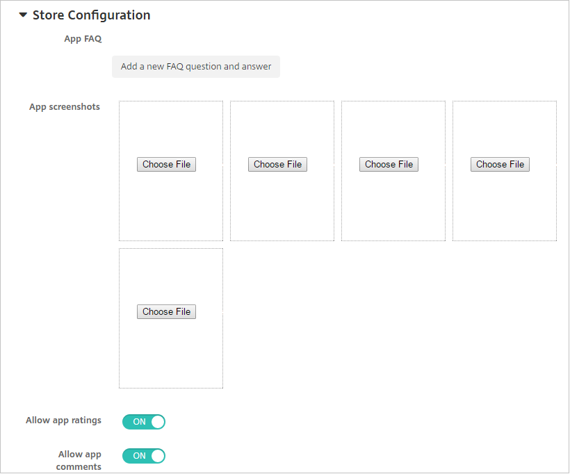 Apps configuration screen