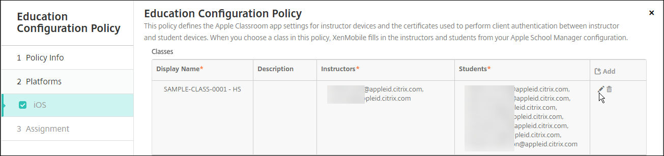Device Policies configuration screen