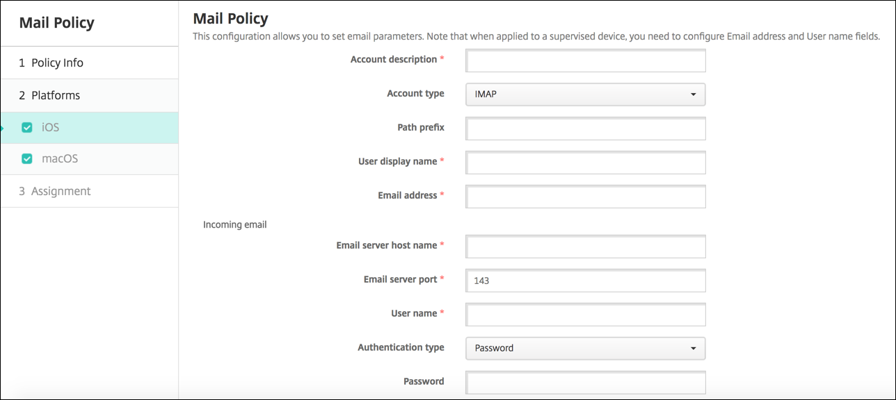 Image of Device Policies configuration screen