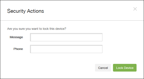 Image of the Security Actions confirmation