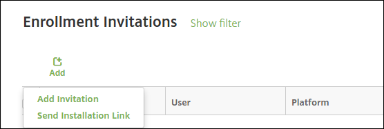 Image of Add Invitation menu