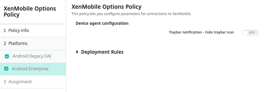 Device Policies configuration screen