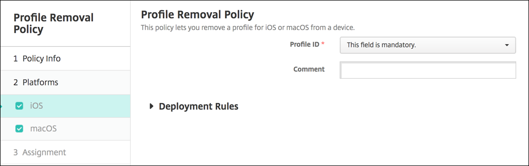 Image of Device Policies configuration screen