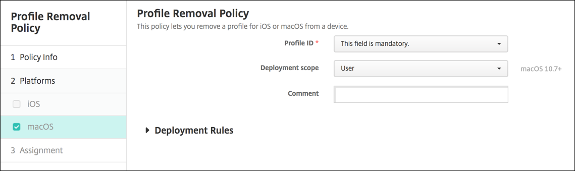 Image of Device Policies configuration screen