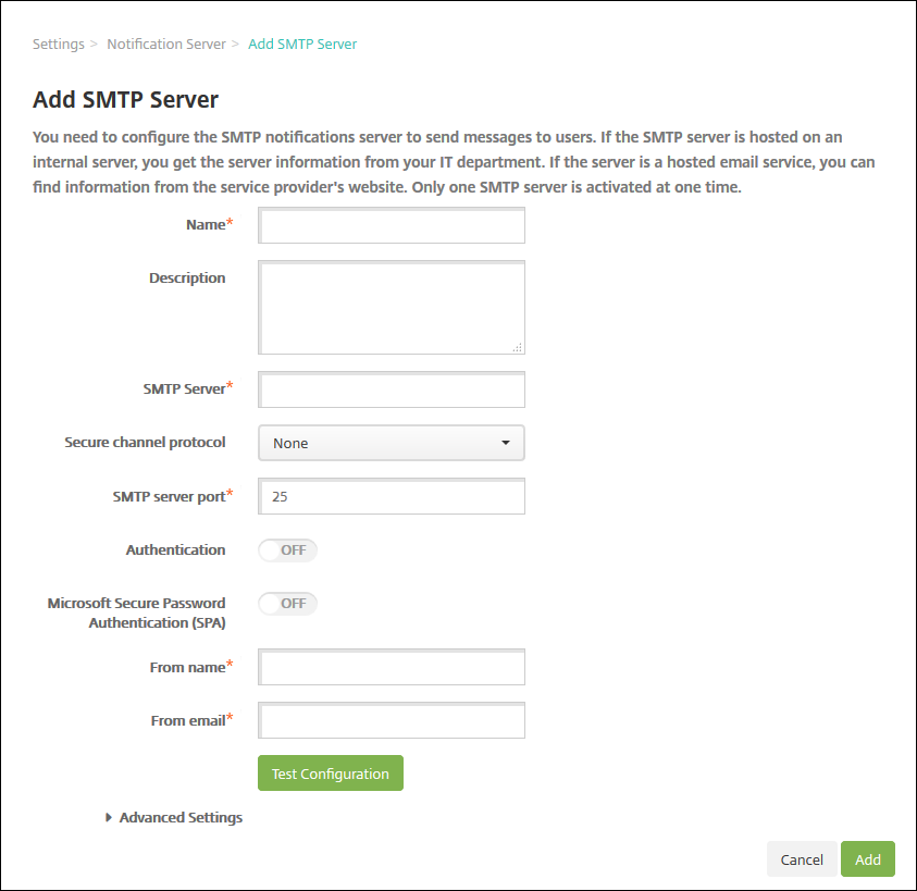 Notification server add SMTP