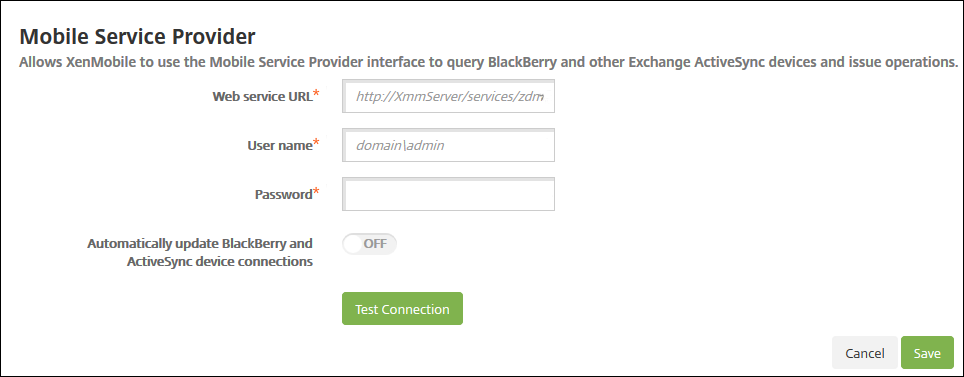 Image of Mobile Service Provider page