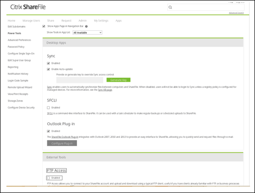 The Citrix Files enable checkbox