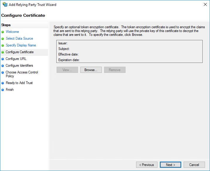 Configure a certificate