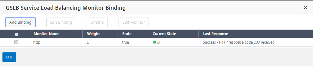 GSLB service load balancing monitor