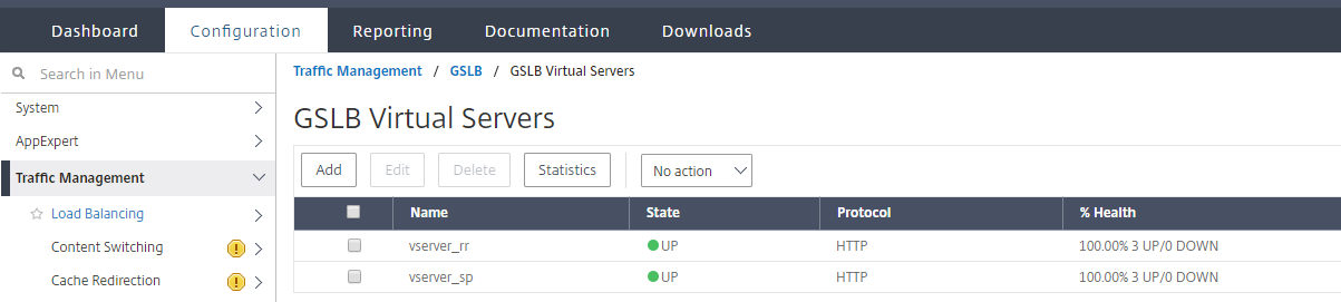 Équilibrage de charge des serveurs virtuels GSLB