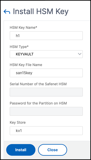 HSM key parameters