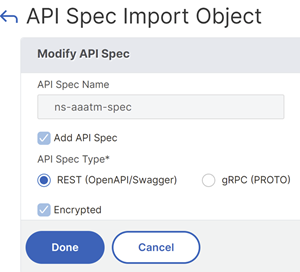 API specification import
