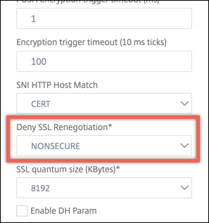 Profil SSL de renégociation sécurisée back-end