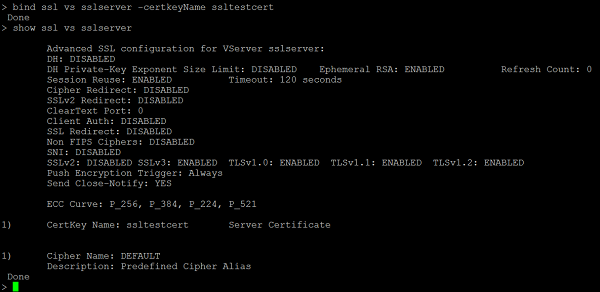 Exemple de ligne de commande Bind SSL certificate