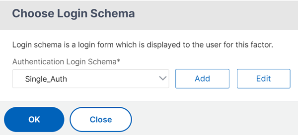Select a single authentication schema