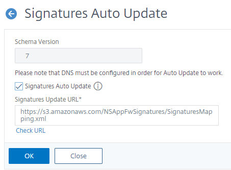 Customize the location url for the signature auto update file