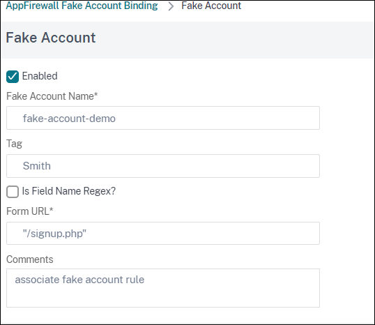 Configure Web App Firewall fake account detection rule