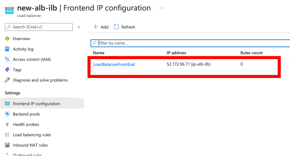 Configuración IP frontend