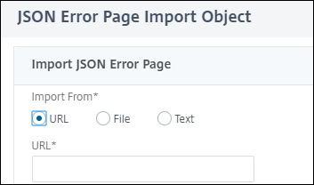 Página de error de importación de JSON DoS