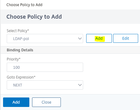 Choose a policy to add