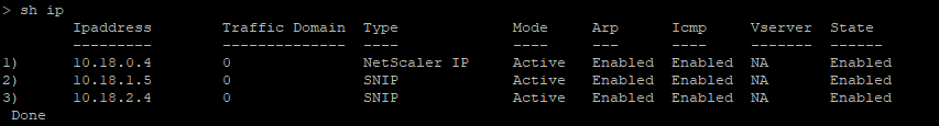 Show IP CLI on the primary node of ALB