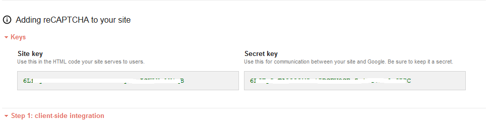 Clé de site et clé secrète