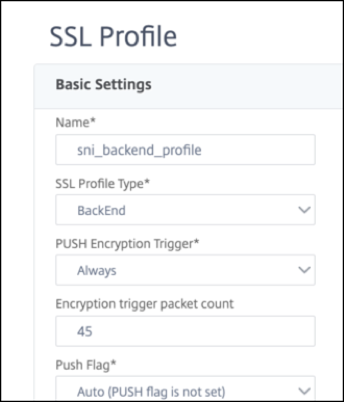 SNI 対応の SSL プロファイル