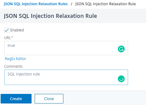Comprobación de seguridad de inyección JSON SQL