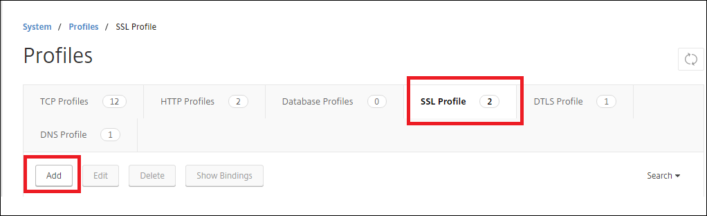SSL プロファイル