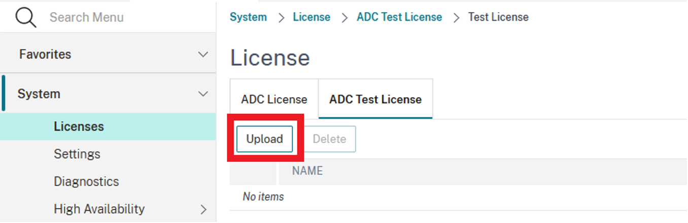 Upload test license