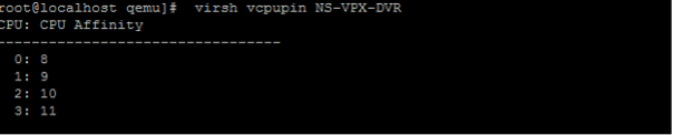 Output of the virsh-vcpupin command