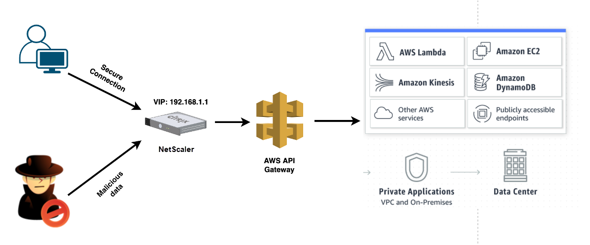 Deploy ADC in front of the AWS API gateway