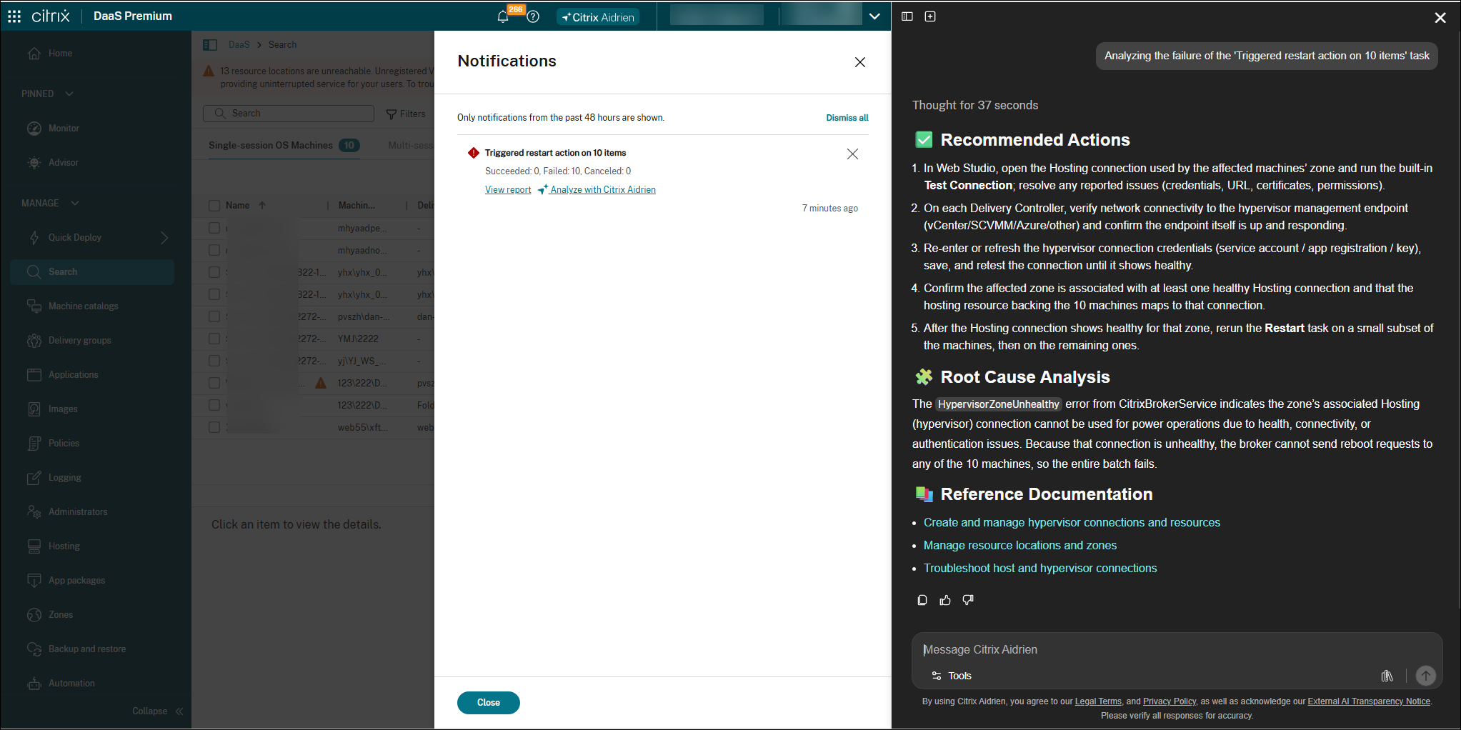 Notifications center