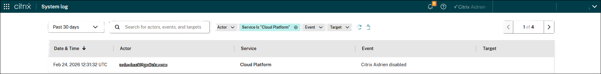 System log account settings