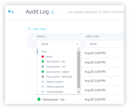 Audit log events