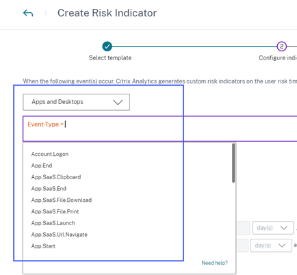 Auto-suggest custom risk indicators