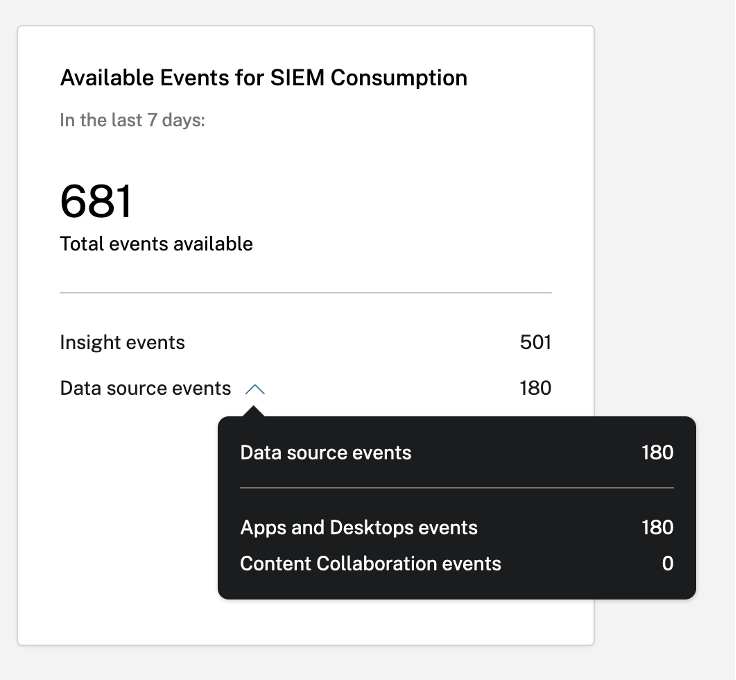 Available events for SIEM consumption