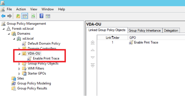 Enable print trace GPO linked